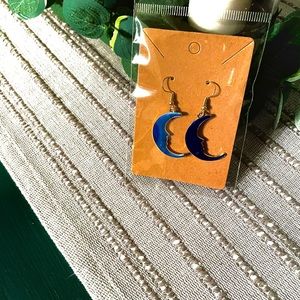 Blue Crescent Moon Earrings